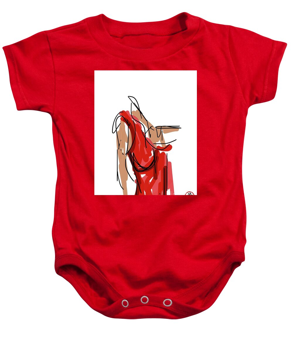  Baby Onesie featuring the painting Women in Red by Oriel Ceballos
