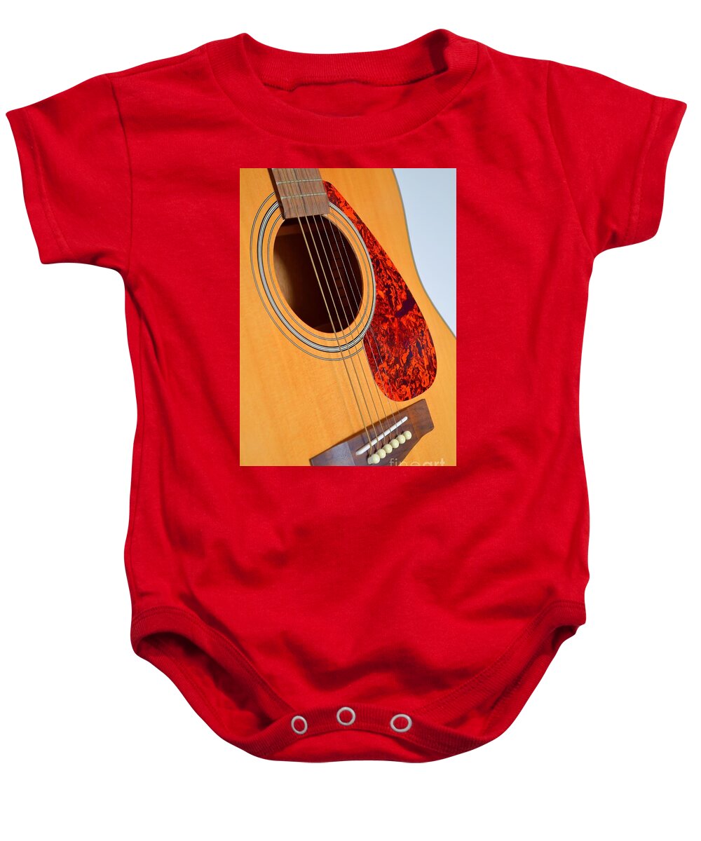 Yamaha Guitar Baby Onesie featuring the photograph Yamaha Guitar - No 1 by Mary Deal