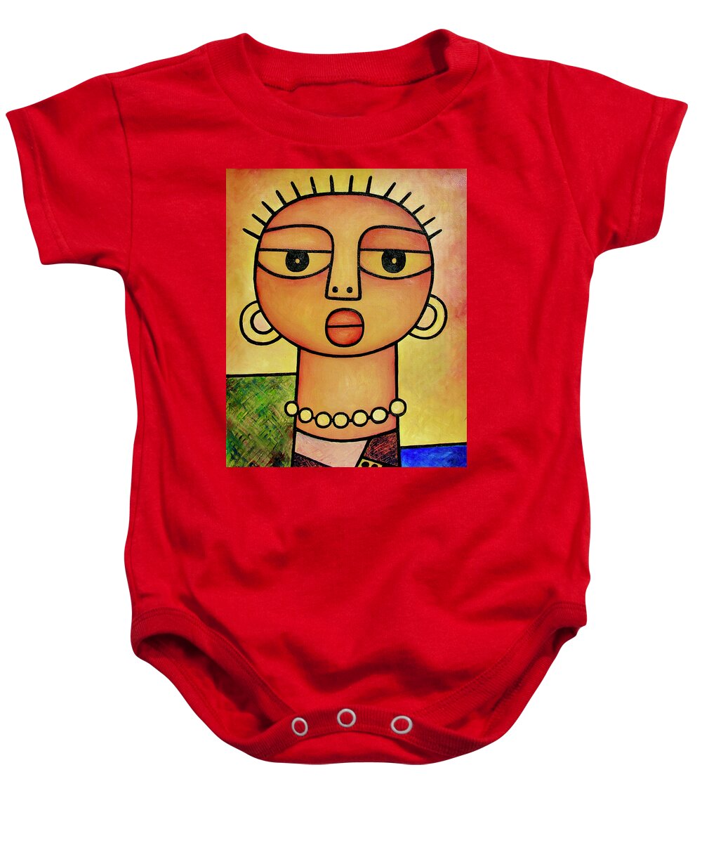 Africa Baby Onesie featuring the painting Young Girl by Elisha Ongere