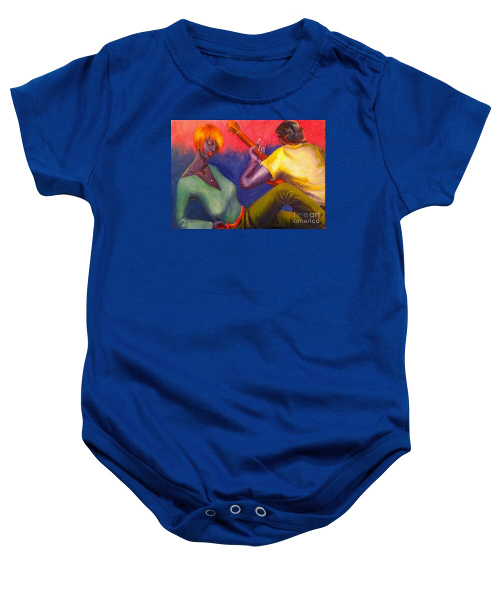 Couple Baby Onesie featuring the painting Sunset Serenade by Beverly Boulet