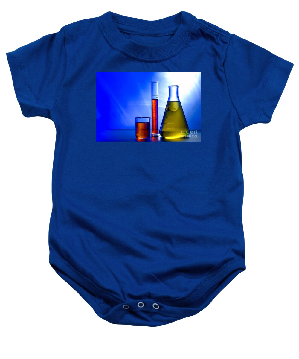 Beaker Baby Onesie featuring the photograph Laboratory Equipment in Science Research Lab by Science Research Lab By Olivier Le Queinec