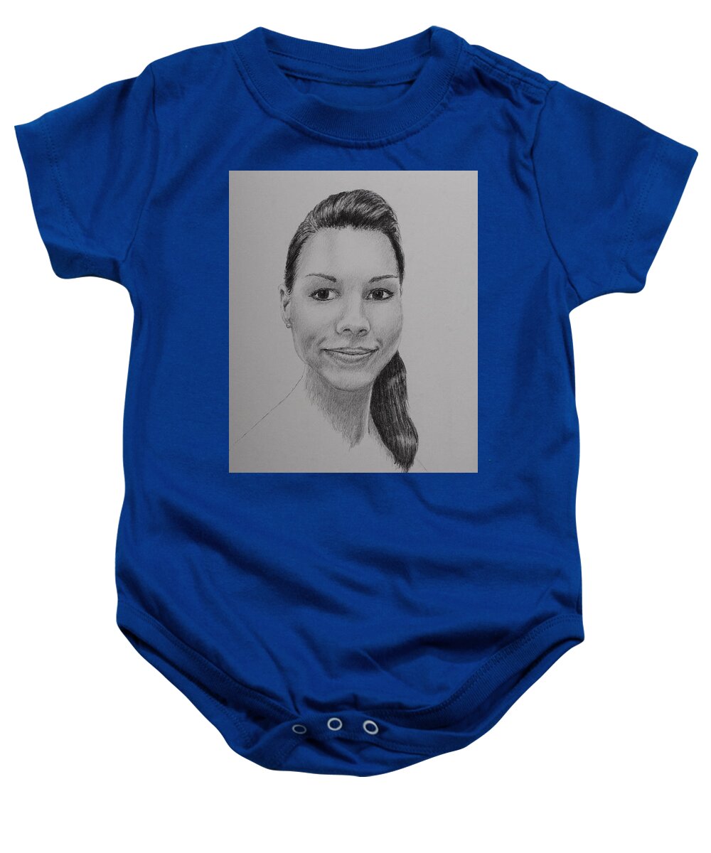 Portrait Baby Onesie featuring the drawing A G by Daniel Reed