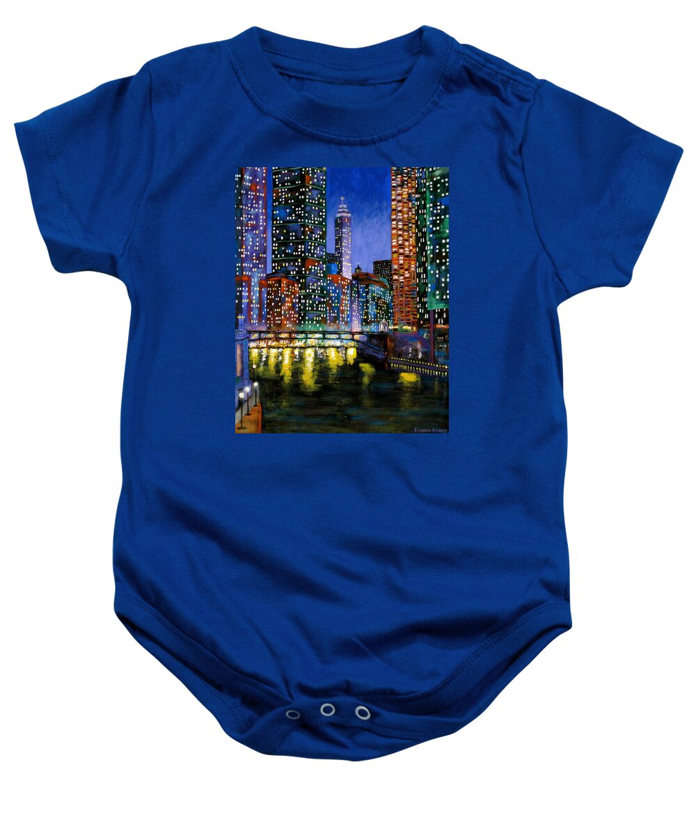 Chicago River Painting Baby Onesie featuring the painting A River Runs Through It by J Loren Reedy