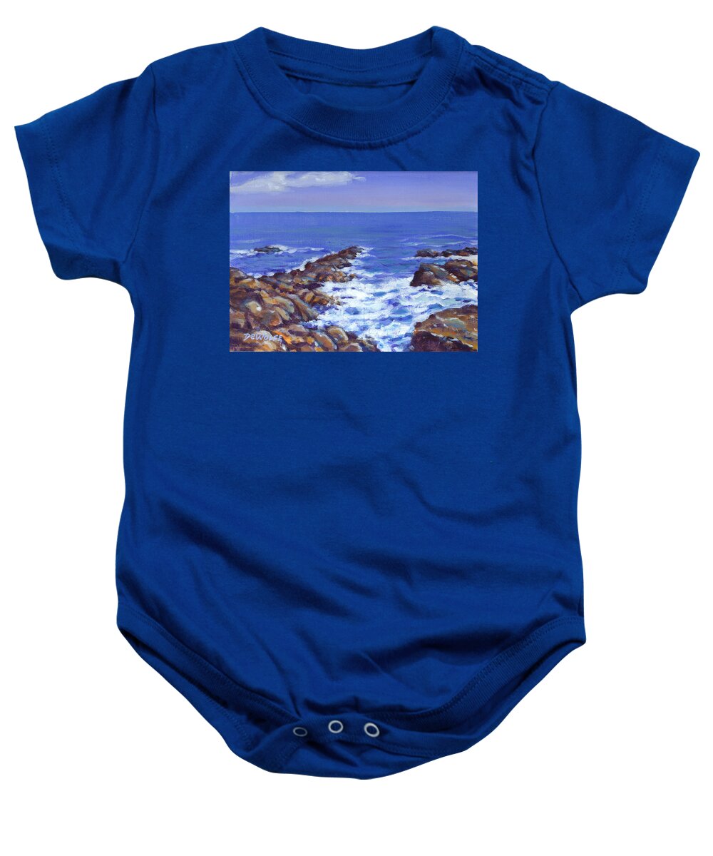 Pacific Baby Onesie featuring the painting A Rocky Coast by Richard De Wolfe