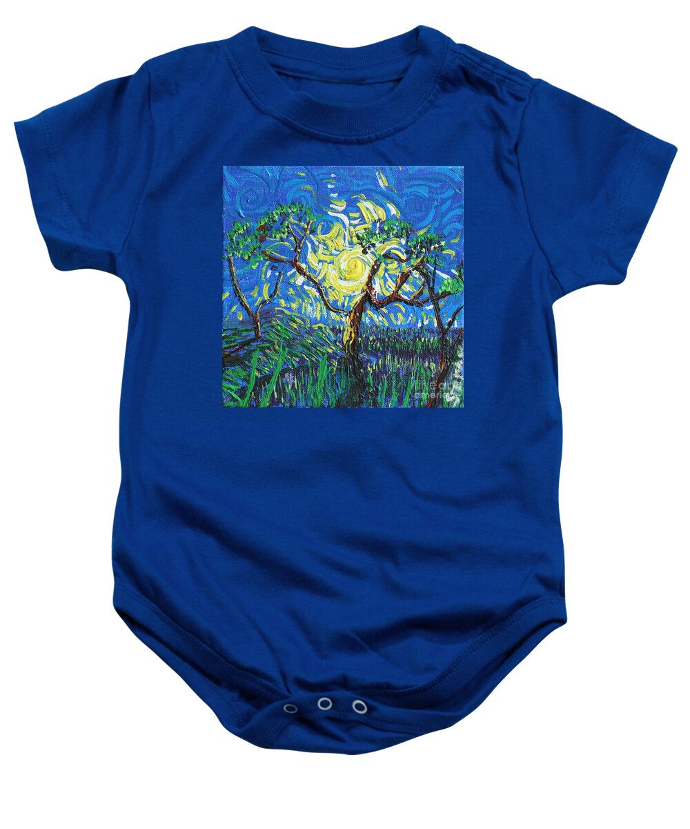 Landscape Baby Onesie featuring the painting A Sunny Day For The Tree by Stefan Duncan