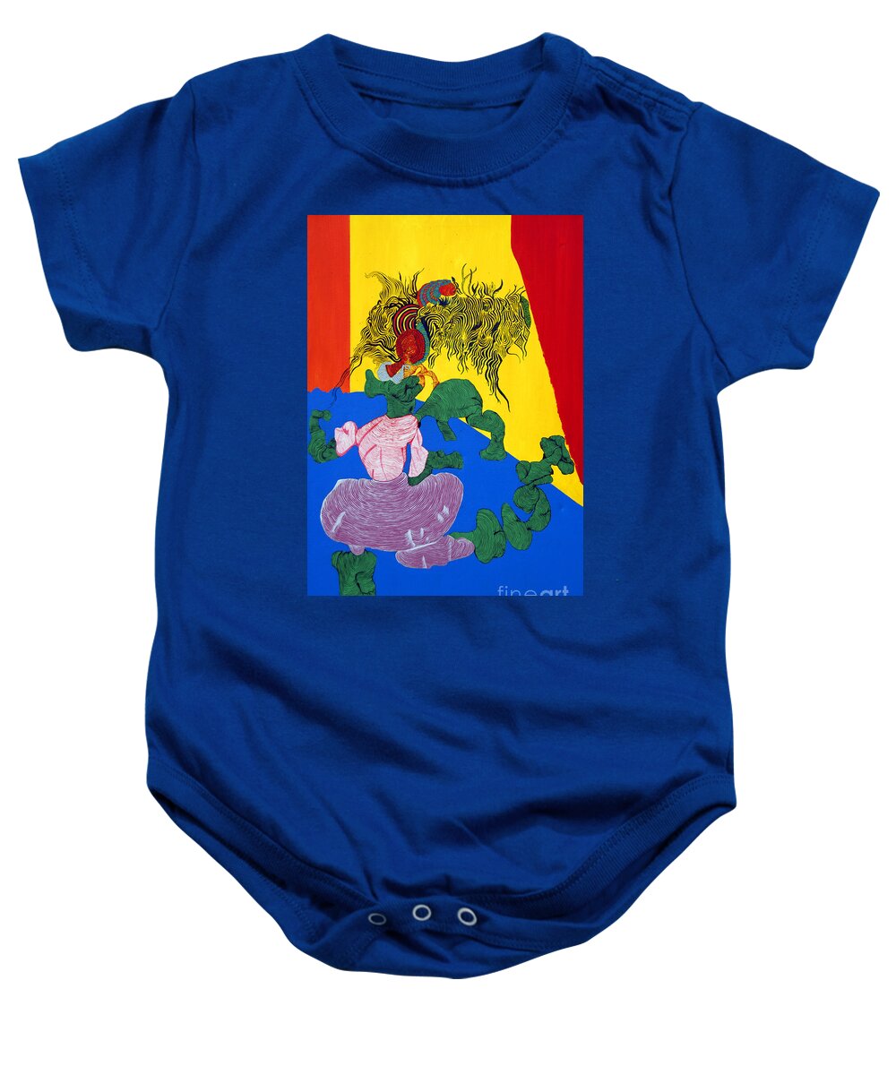Dancer Baby Onesie featuring the painting Acrylic Dancer by James Lavott