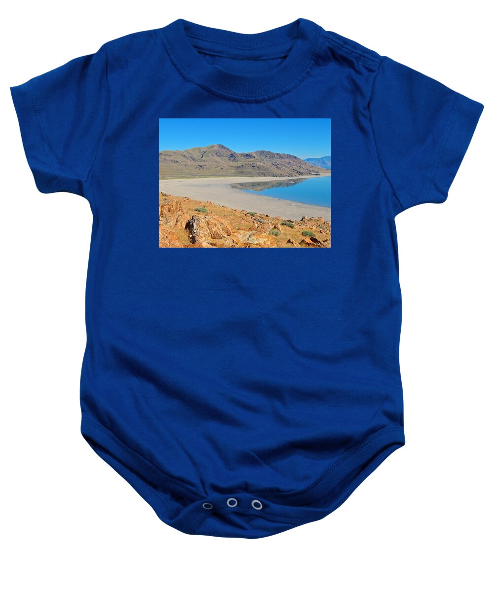 Photo Baby Onesie featuring the photograph Antelope Island by Dan Miller