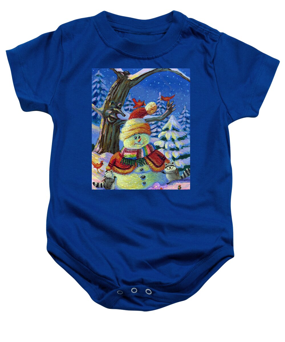 Cardinals Baby Onesie featuring the painting Best Christmas Friends Ever by Jacquelin L Westerman