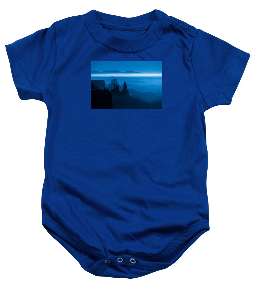 Utah Baby Onesie featuring the photograph Blue Moon Mesa by Dustin LeFevre