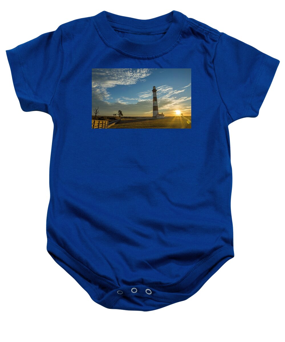 Outer Banks Baby Onesie featuring the photograph Bodie Light After Sunrise by Photographic Arts And Design Studio