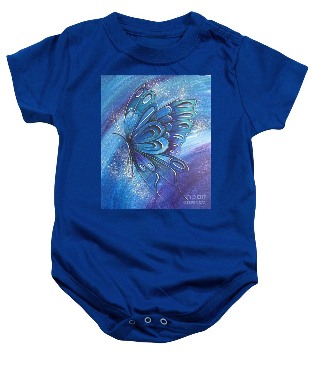 Reina Baby Onesie featuring the painting Butterfly 4 by Reina Cottier