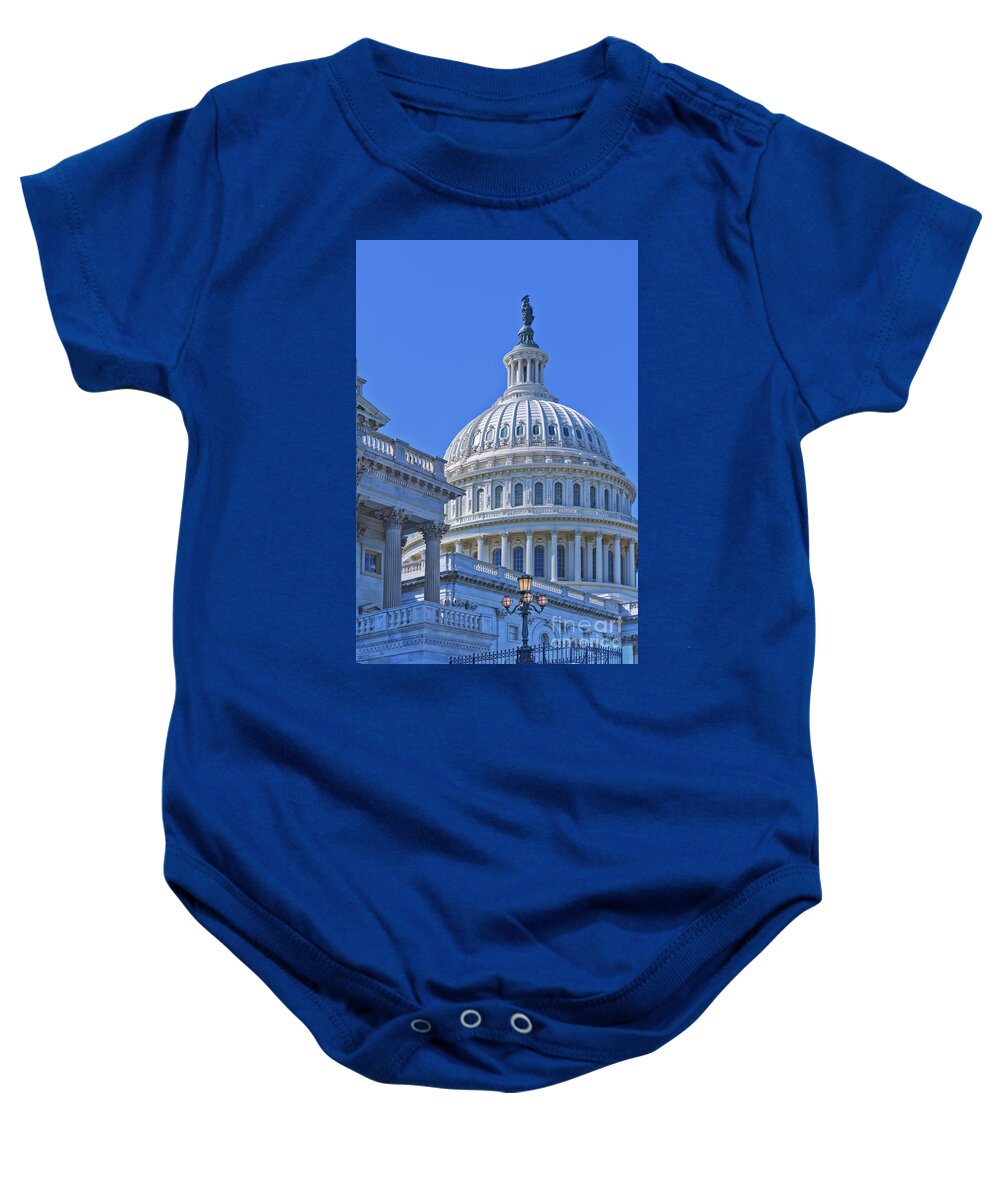 Capitol Dome Baby Onesie featuring the photograph Capitol Dome Washington DC District of Columbia by David Zanzinger
