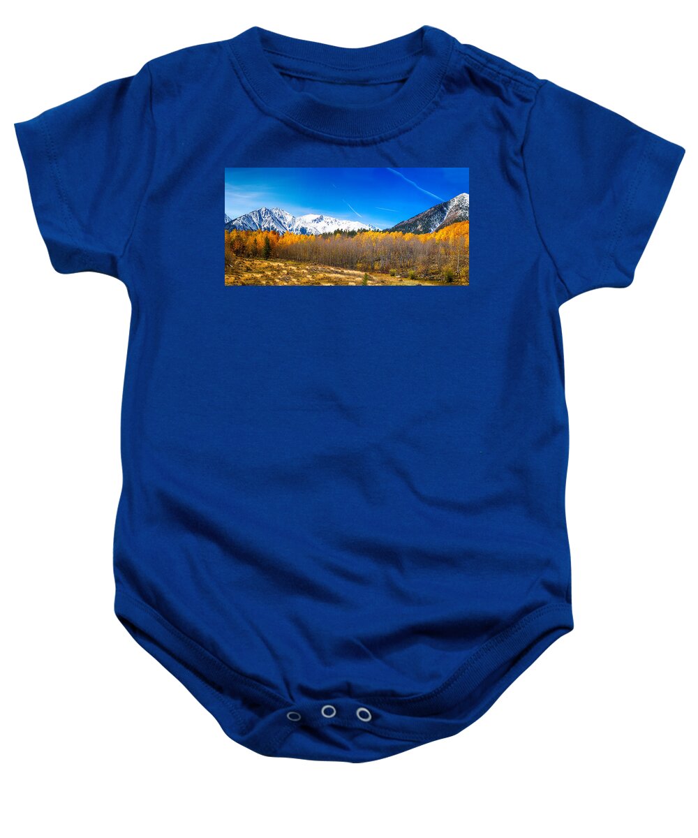 Snow Baby Onesie featuring the photograph Colorado Rocky Mountain Independence Pass Autumn Pano 1 by James BO Insogna