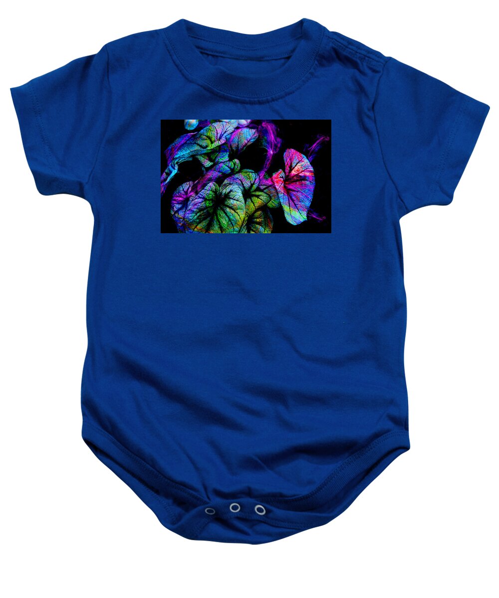 Leaves Baby Onesie featuring the digital art Crazy Elephant Ears by Lisa Yount