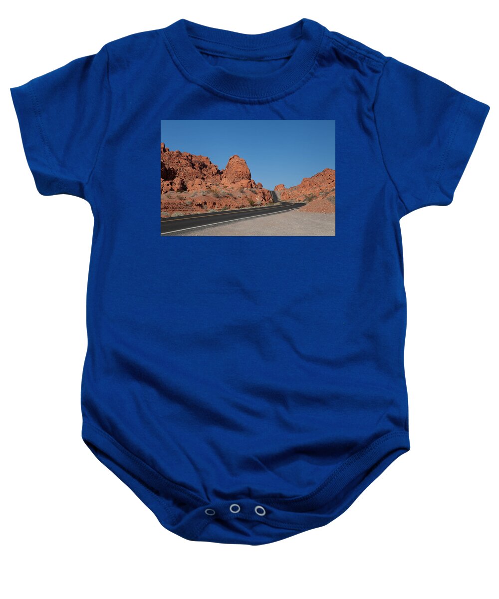 Arid Baby Onesie featuring the photograph Desert rock formations by Kyle Lee