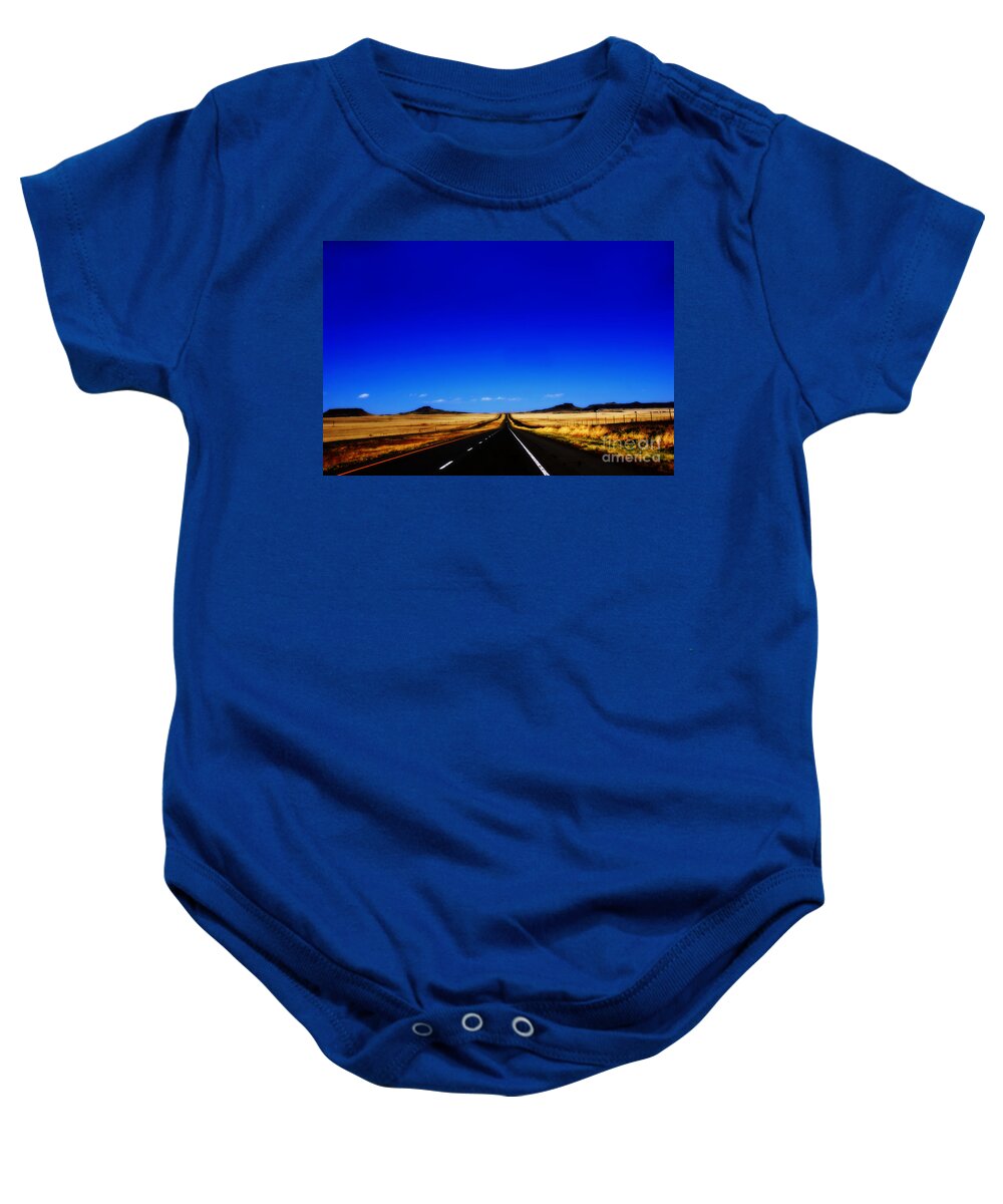 Long Road Baby Onesie featuring the photograph Endless Roads in New Mexico by Susanne Van Hulst