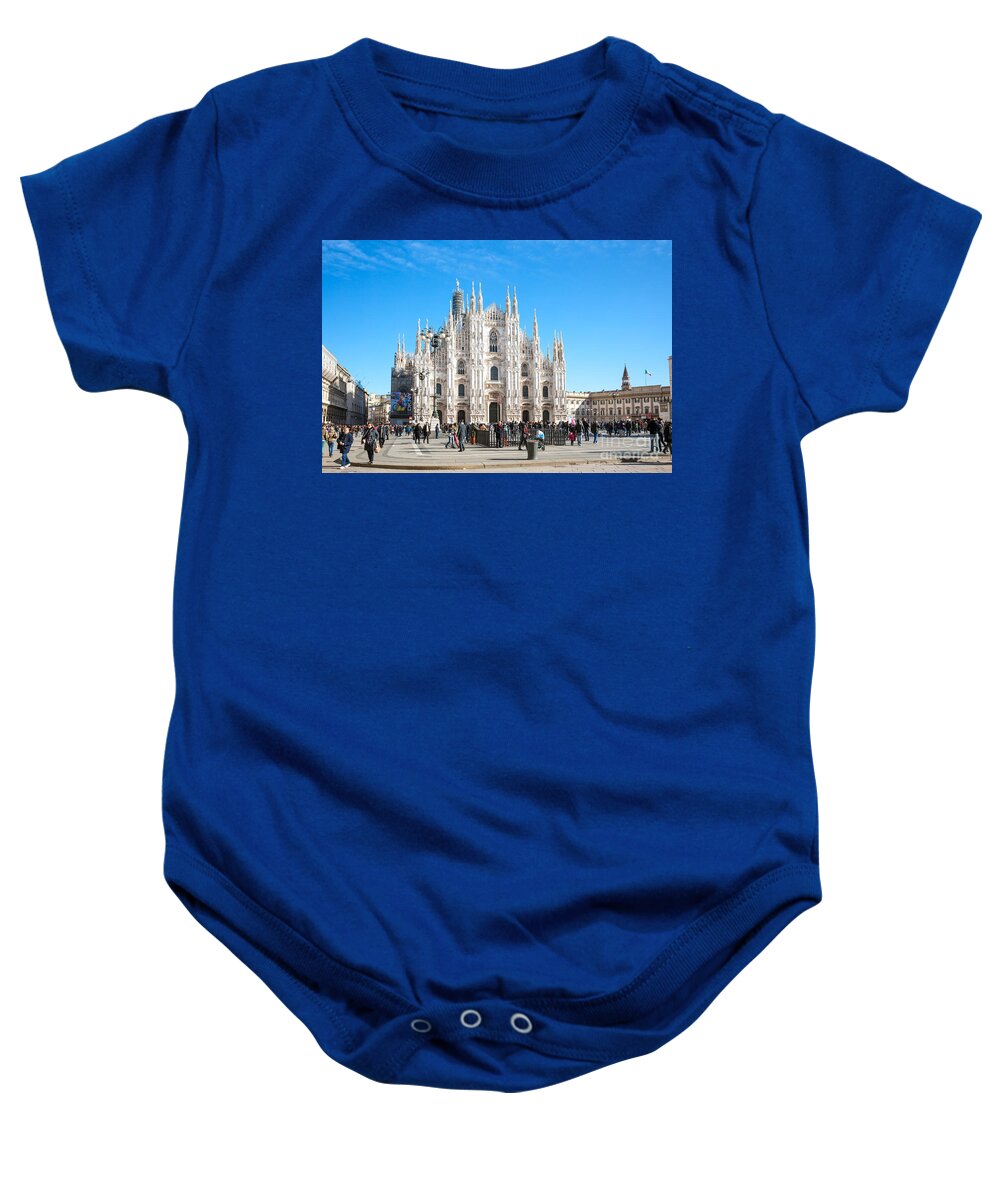 Duomo Baby Onesie featuring the photograph Famous Piazza del Duomo - Milan - Italy by Matteo Colombo