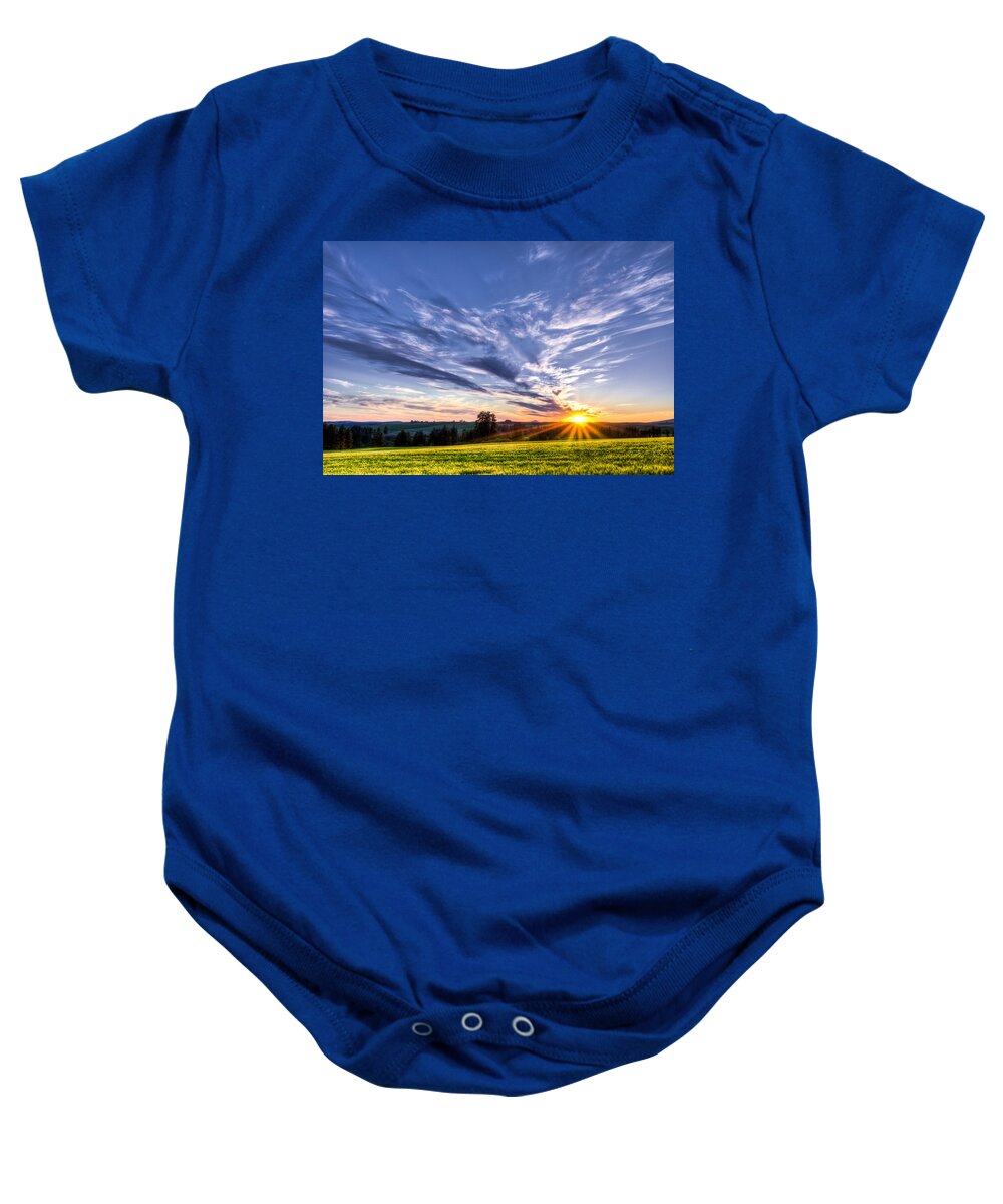 Palouse Baby Onesie featuring the photograph First Summer Day by Niels Nielsen