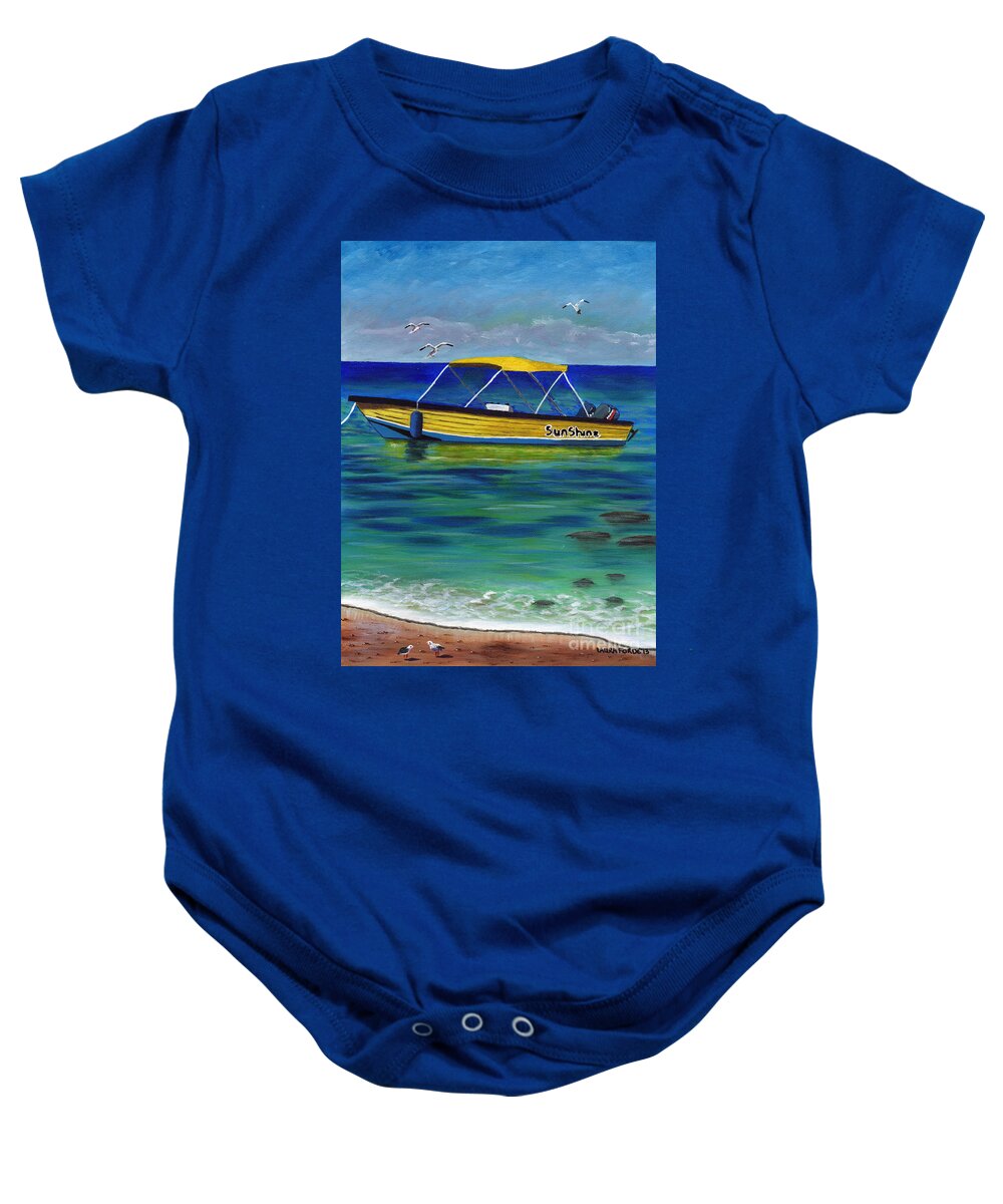 Boat Baby Onesie featuring the painting Gone To Rest by Laura Forde
