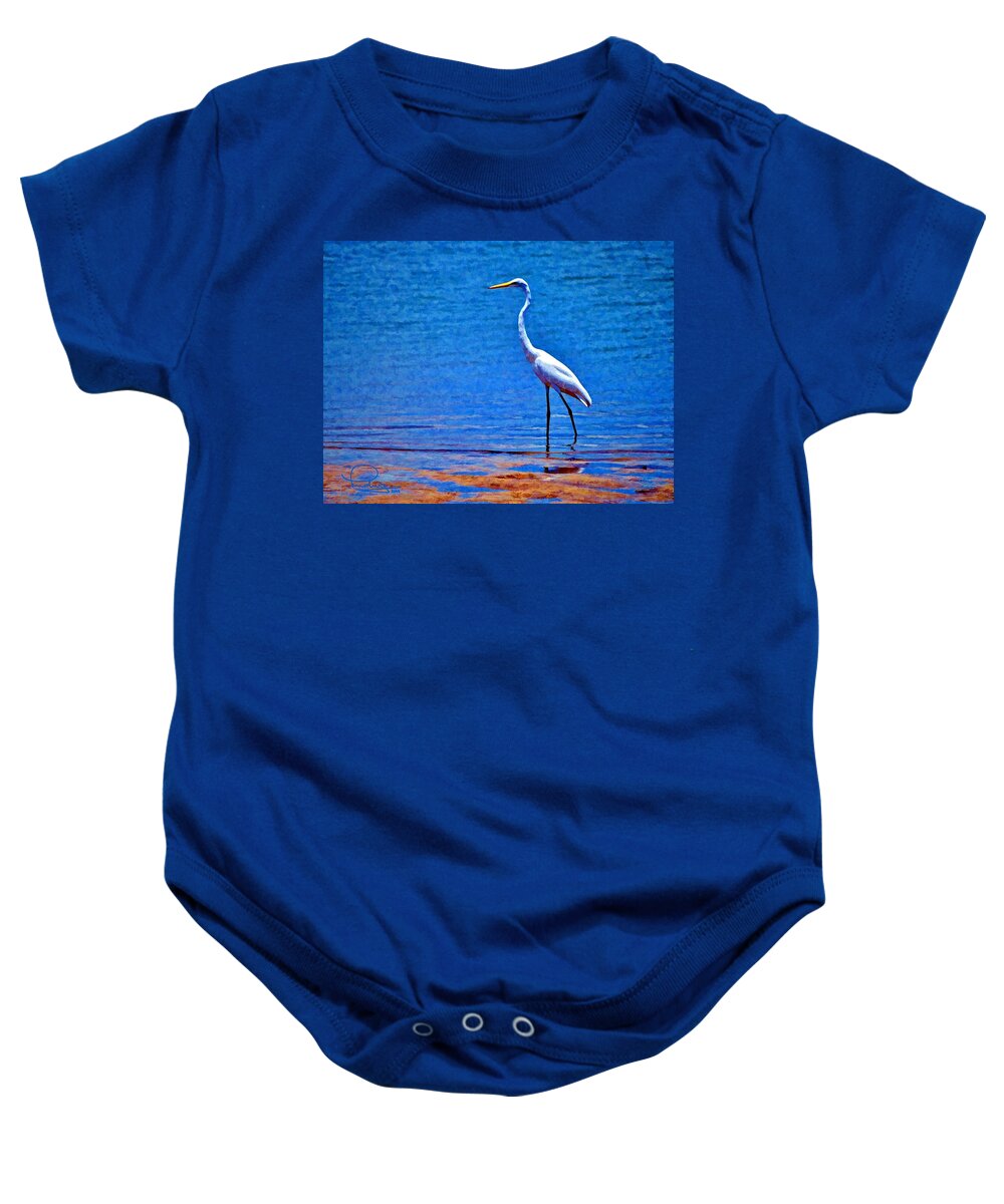 Ludwig Keck Baby Onesie featuring the photograph Great Egret by Ludwig Keck