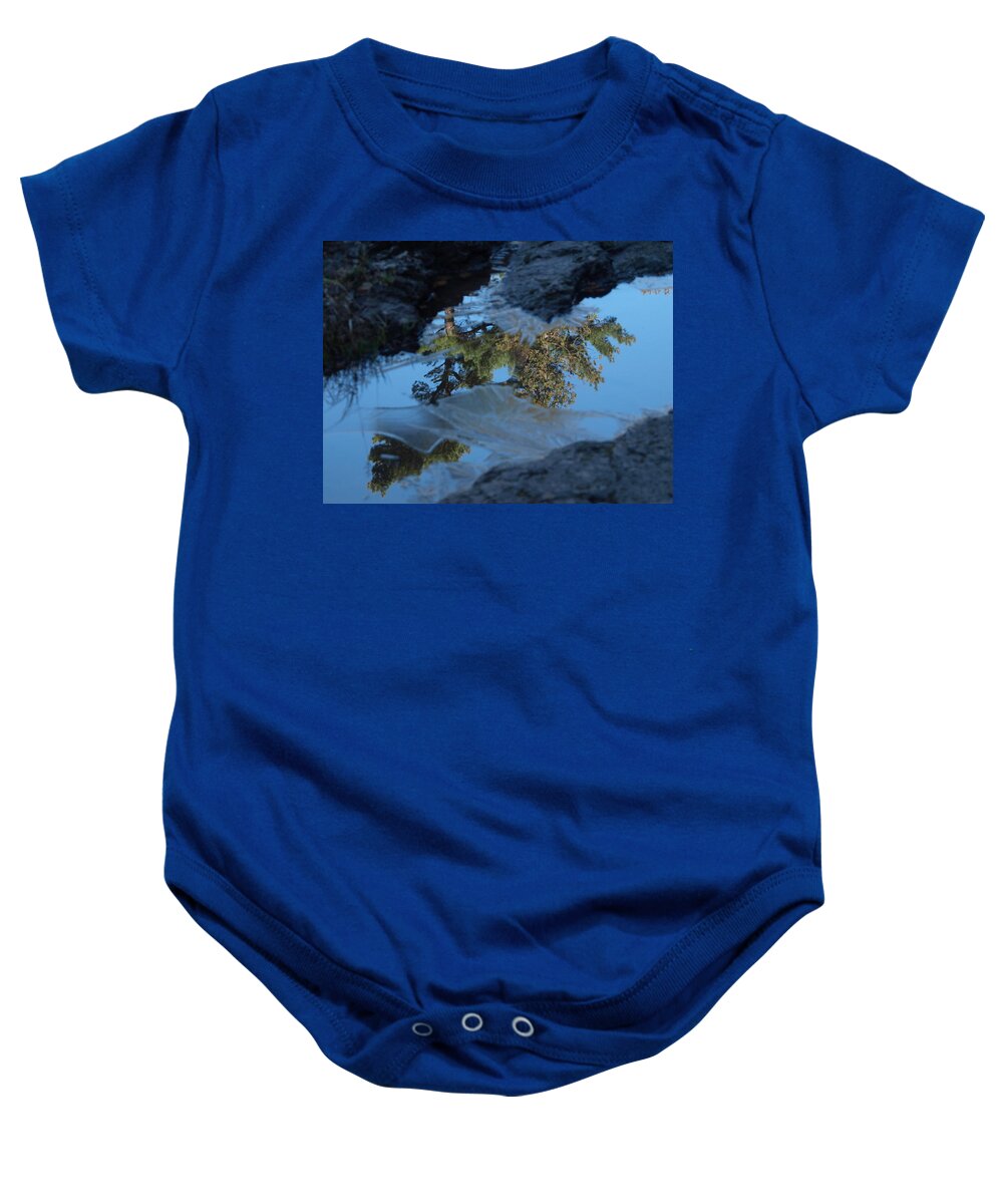 Jim Baby Onesie featuring the photograph Icy Evergreen Reflection by James Peterson
