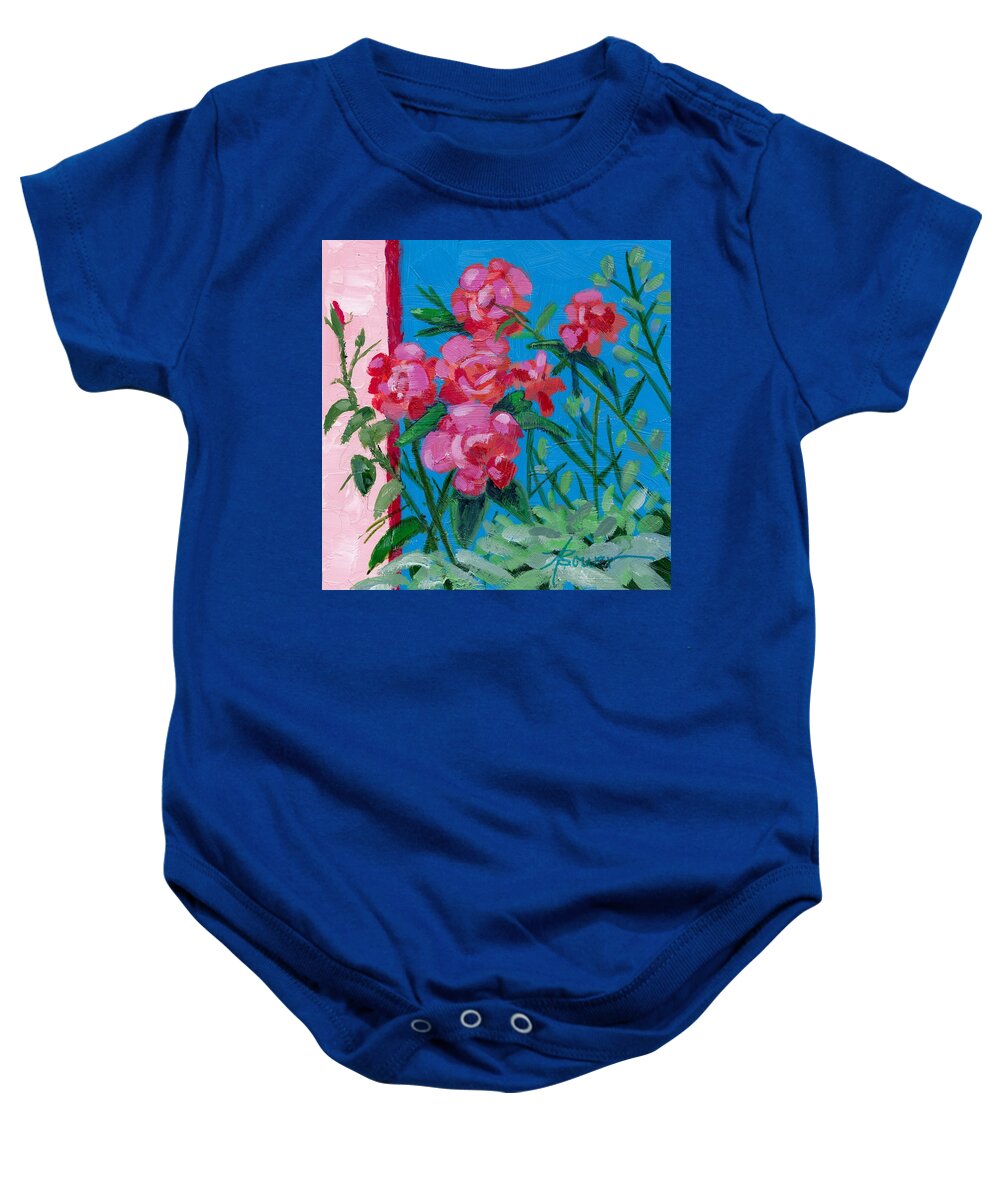 Flowers Baby Onesie featuring the painting Ioannina Garden by Adele Bower
