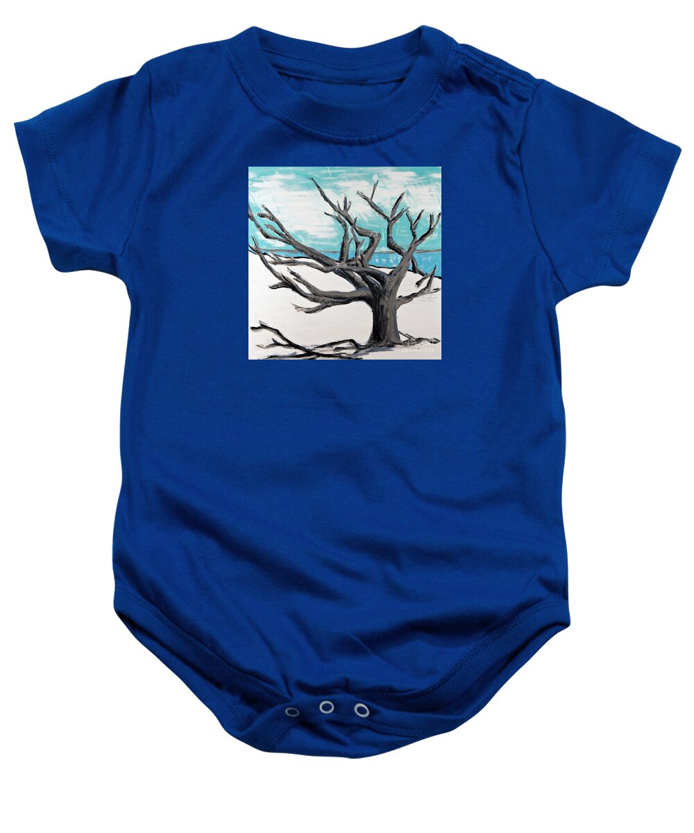 Island Baby Onesie featuring the painting Jekyll - Drifting Away by Rebecca Weeks