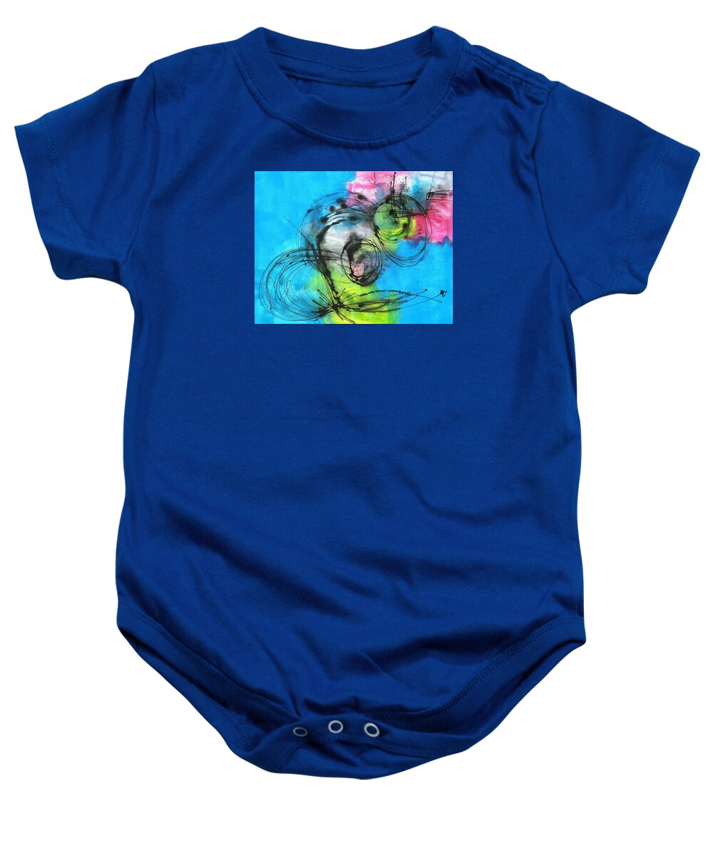 Abstract Baby Onesie featuring the painting Looking by Louise Adams