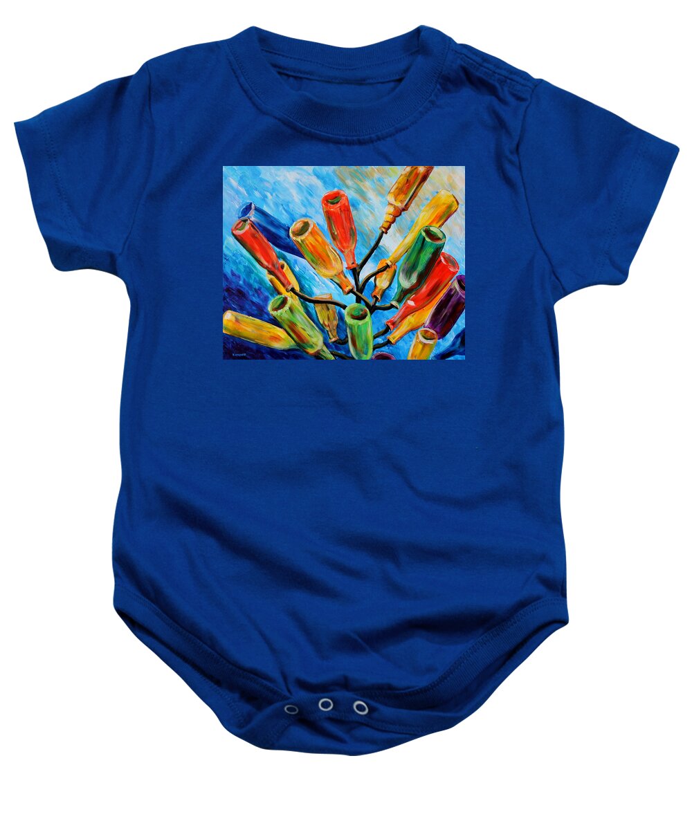 Still Life Baby Onesie featuring the painting Mississippi Bottle Tree by Karl Wagner