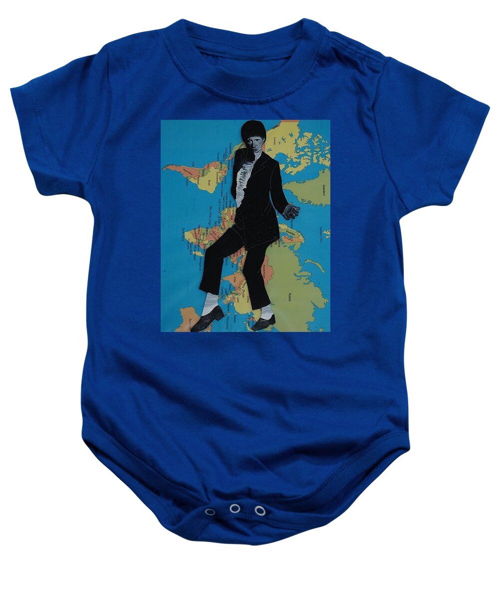 Mixed Media Baby Onesie featuring the painting MJ Billie Jean by Karen Buford