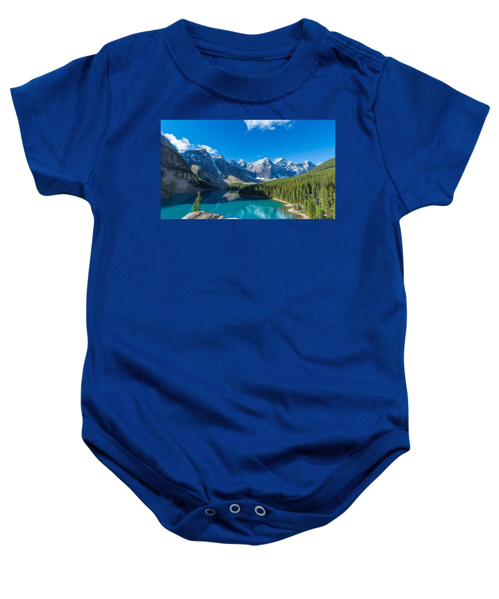 Photography Baby Onesie featuring the photograph Moraine Lake At Banff National Park by Panoramic Images