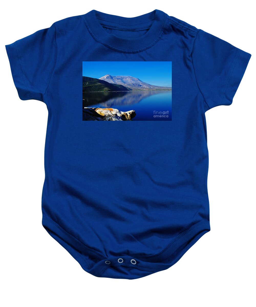 Mountains Baby Onesie featuring the photograph Mt St Helens Reflecting Into Spirit Lake  by Jeff Swan