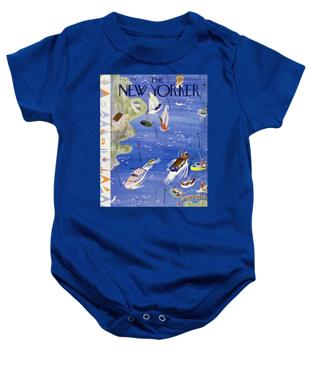 Sport Baby Onesie featuring the painting New Yorker August 3 1940 by Roger Duvoisin