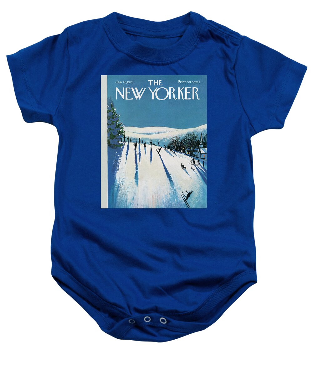 Snow Baby Onesie featuring the painting New Yorker January 20th, 1973 by Arthur Getz