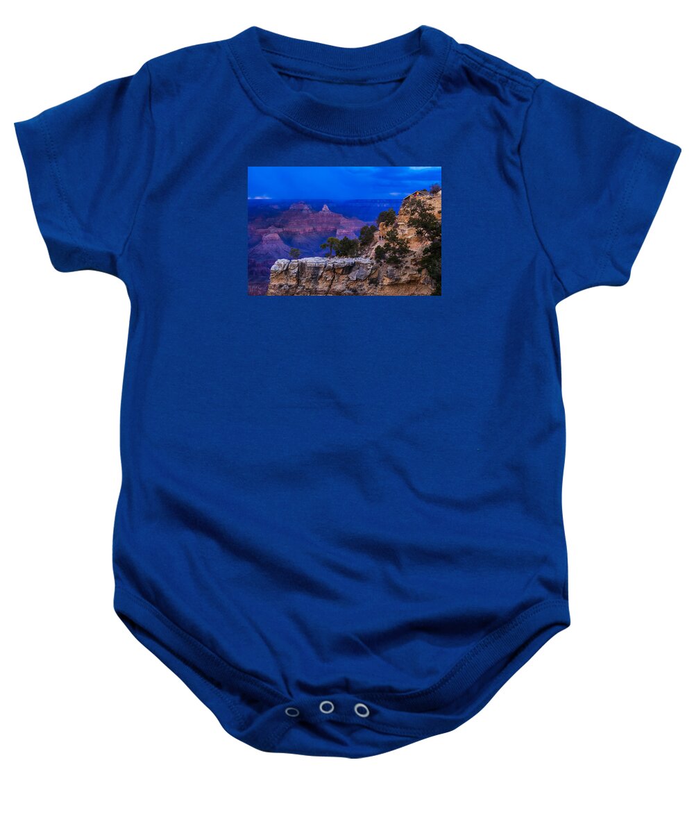 Grand Canyon Baby Onesie featuring the photograph Nightfall Approaches at Bright Angel Trailhead by Ed Gleichman