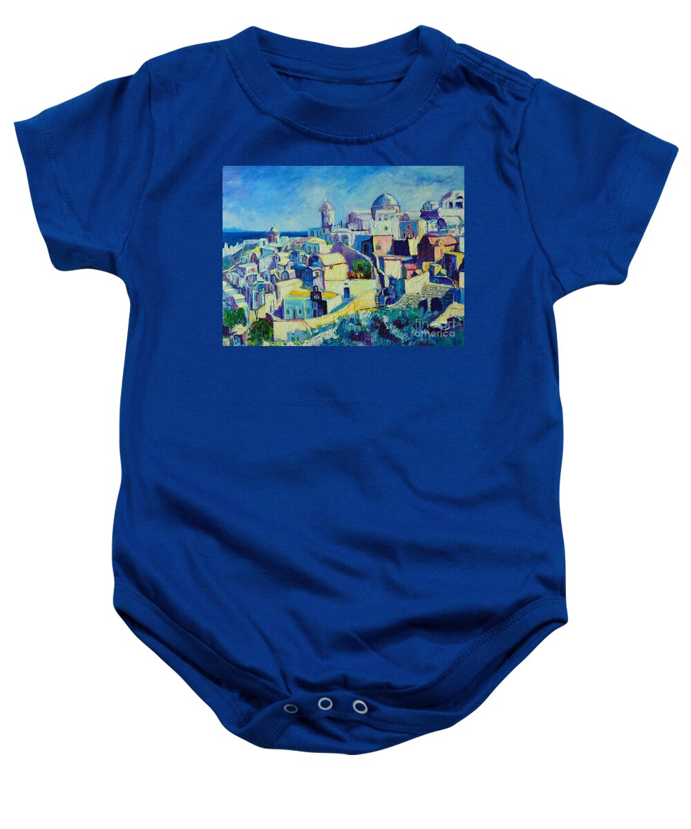 Santorini Baby Onesie featuring the painting OIA by Ana Maria Edulescu