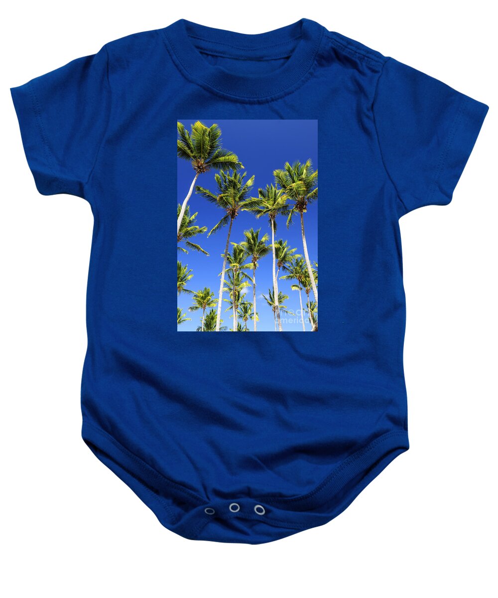 Palm Baby Onesie featuring the photograph Palms on blue sky by Elena Elisseeva