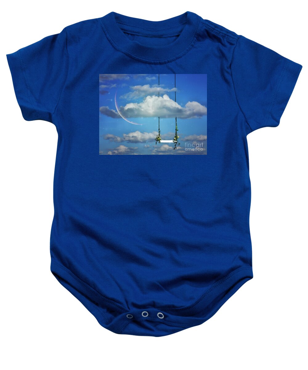 Surrealism Baby Onesie featuring the photograph Playing in the Clouds by Andrea Kollo