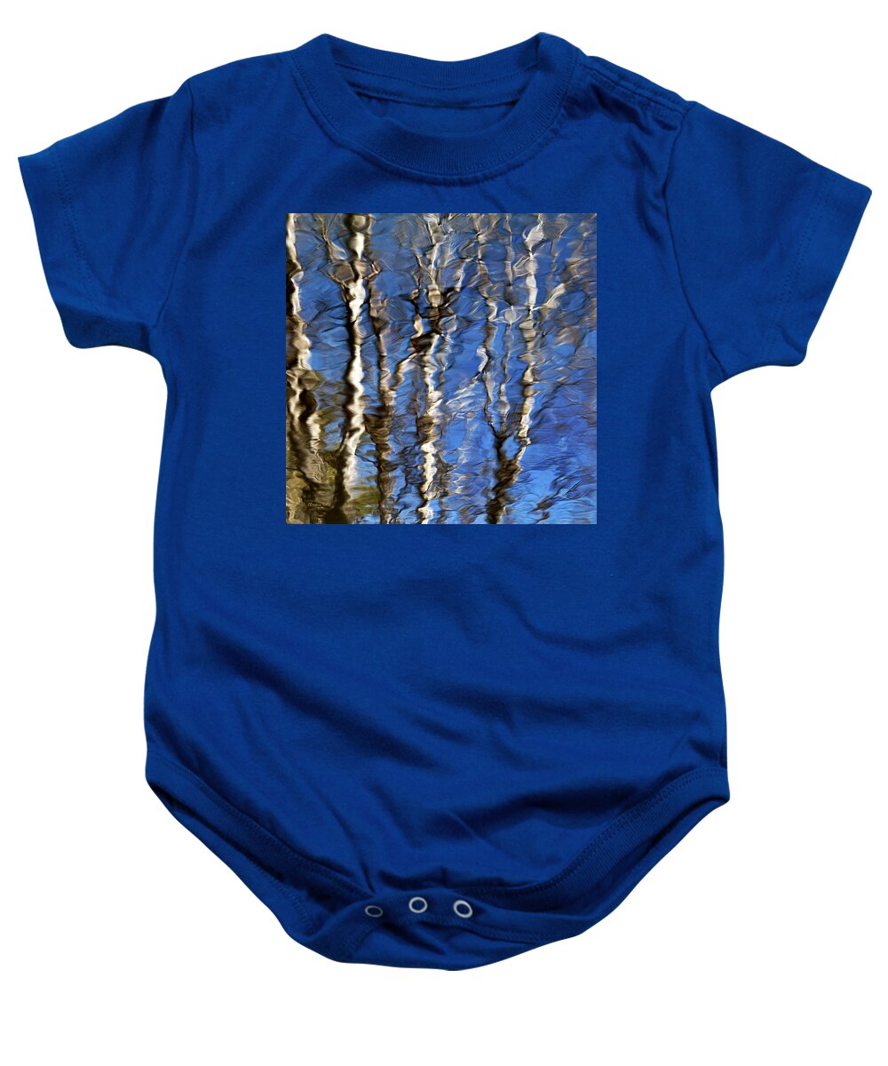 Water Reflection Baby Onesie featuring the photograph Water Reflection Aspen Trees by Christina Rollo