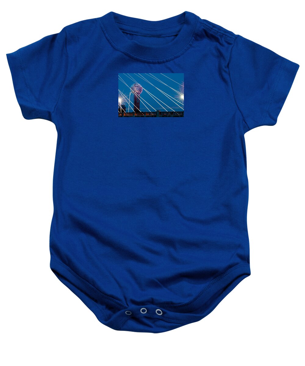 Art Baby Onesie featuring the photograph Reunion Tower by Darryl Dalton