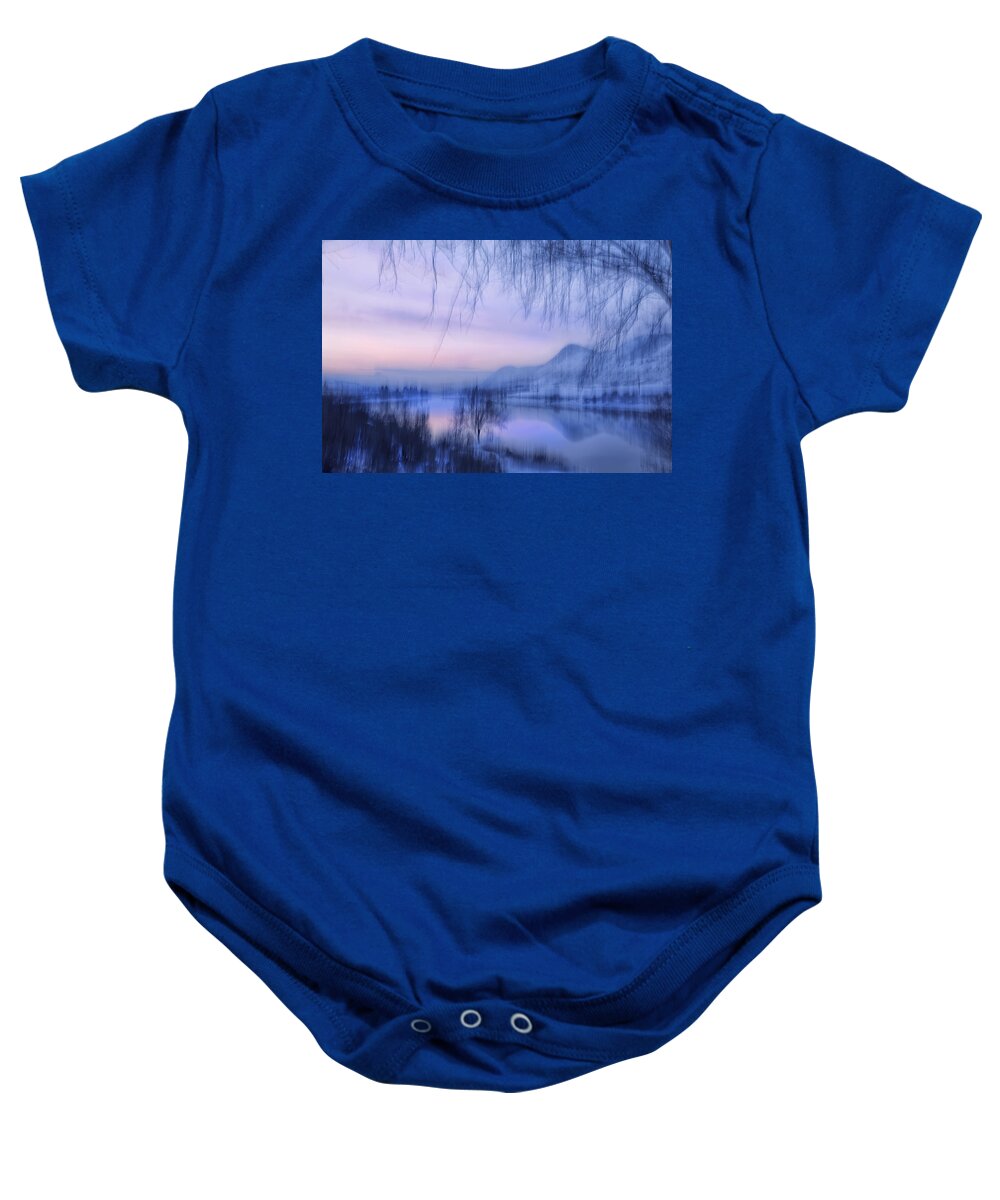 River Baby Onesie featuring the photograph River Sunset by Theresa Tahara