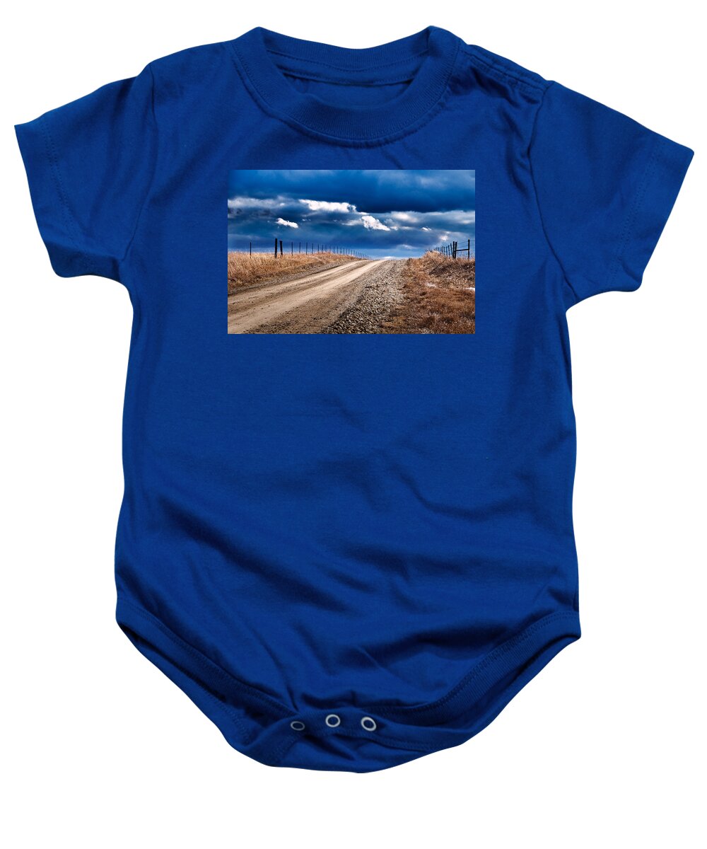 Gravel Baby Onesie featuring the photograph Road to the Clouds by Eric Benjamin