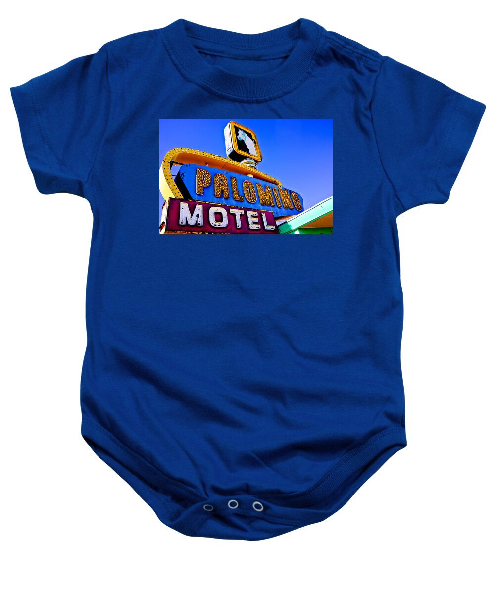 Route 66 Baby Onesie featuring the photograph Route 66 Palomino Motel by Ben Graham