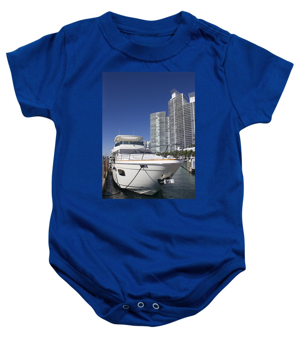 Luxury Yacht Baby Onesie featuring the photograph Miami Beach Marina 31 by Carlos Diaz