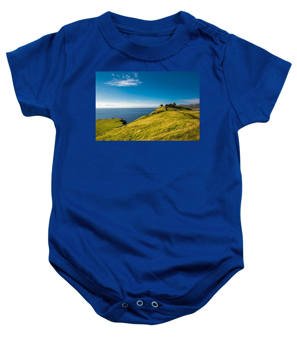 Scotland Baby Onesie featuring the photograph Scottish Coast With Castle Ruin by Andreas Berthold
