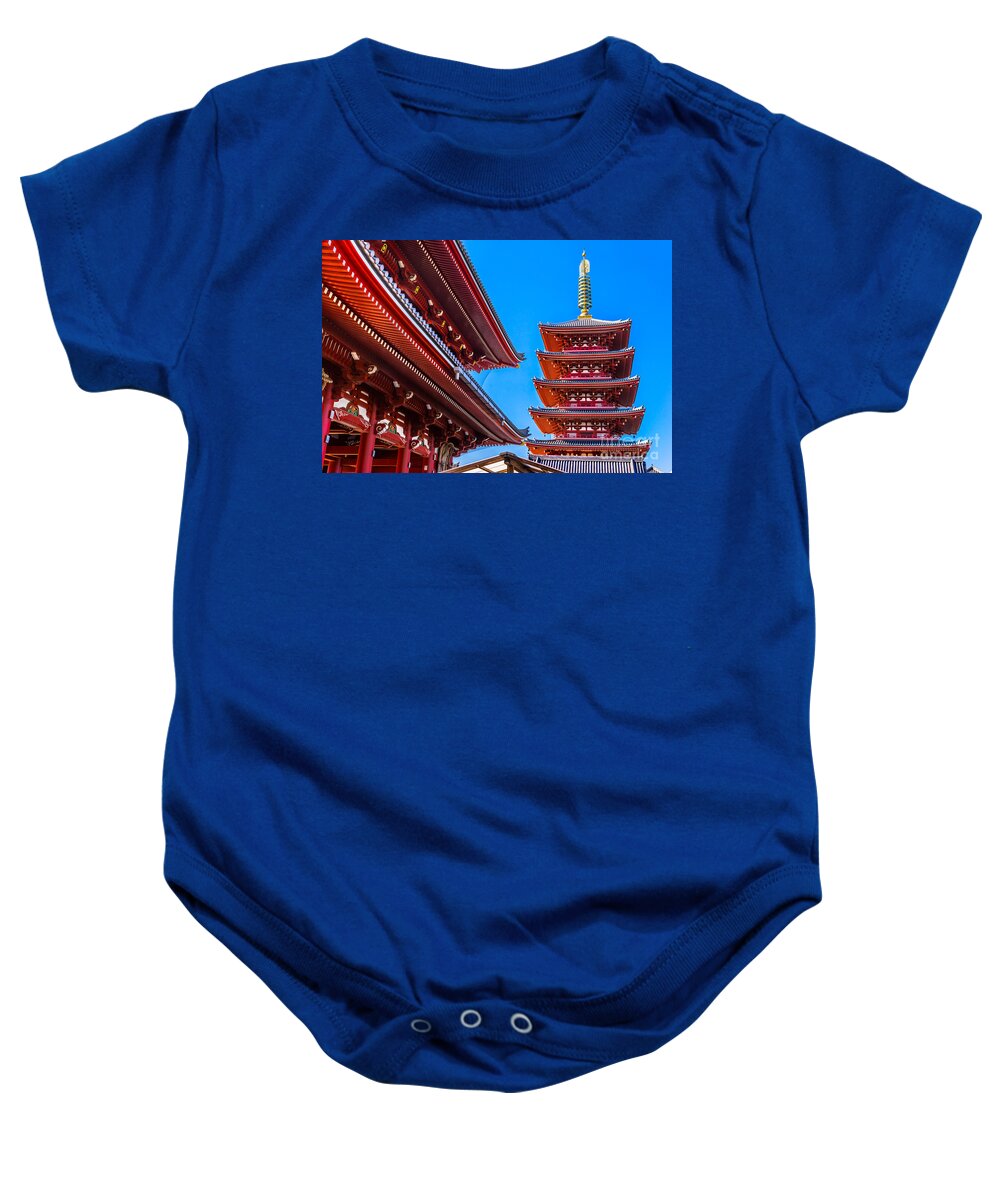 Tokyo Baby Onesie featuring the photograph Senso-ji Temple in Asakusa - Tokyo - Japan by Luciano Mortula