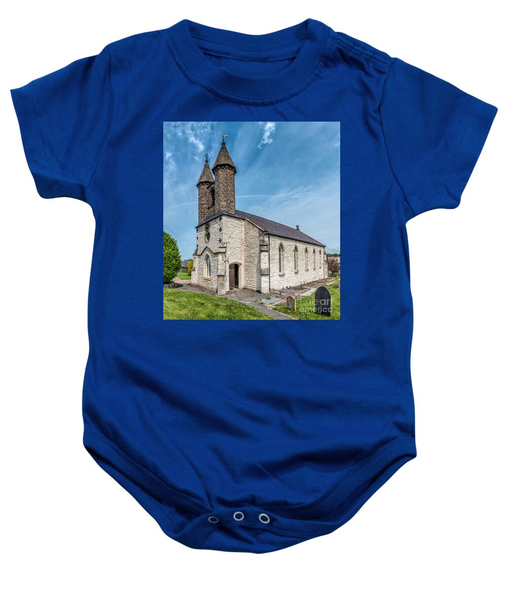 Betws Yn Rhos Baby Onesie featuring the photograph St Michael Church by Adrian Evans