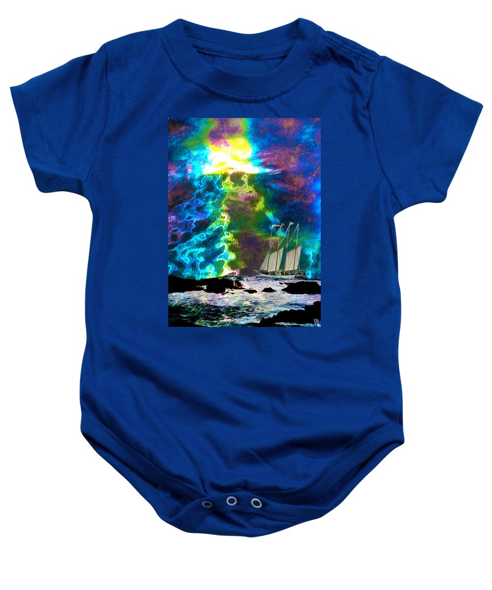 Storm Baby Onesie featuring the digital art Stormy Sunset by Lisa Yount