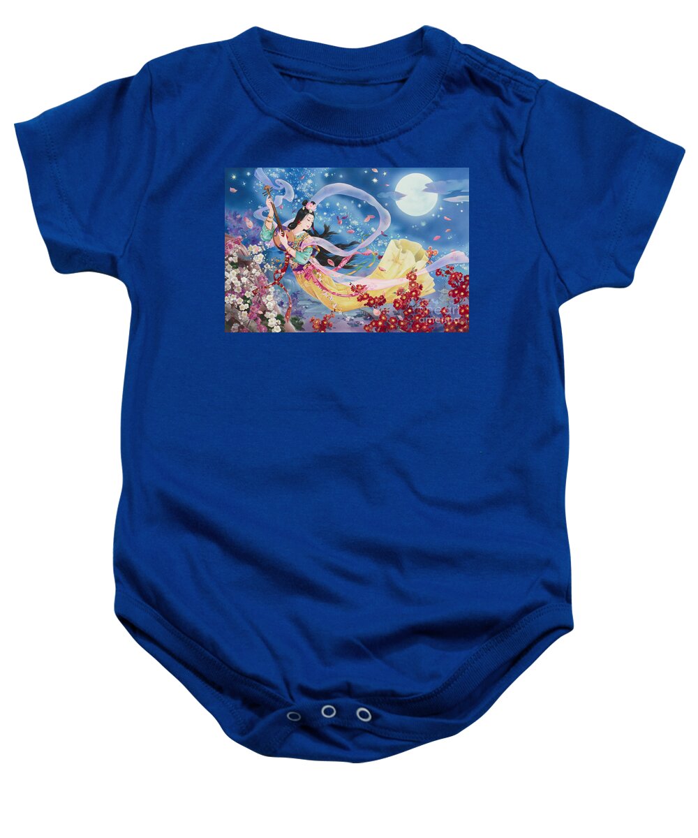 Flying Baby Onesie featuring the painting Tategoto by MGL Meiklejohn Graphics Licensing