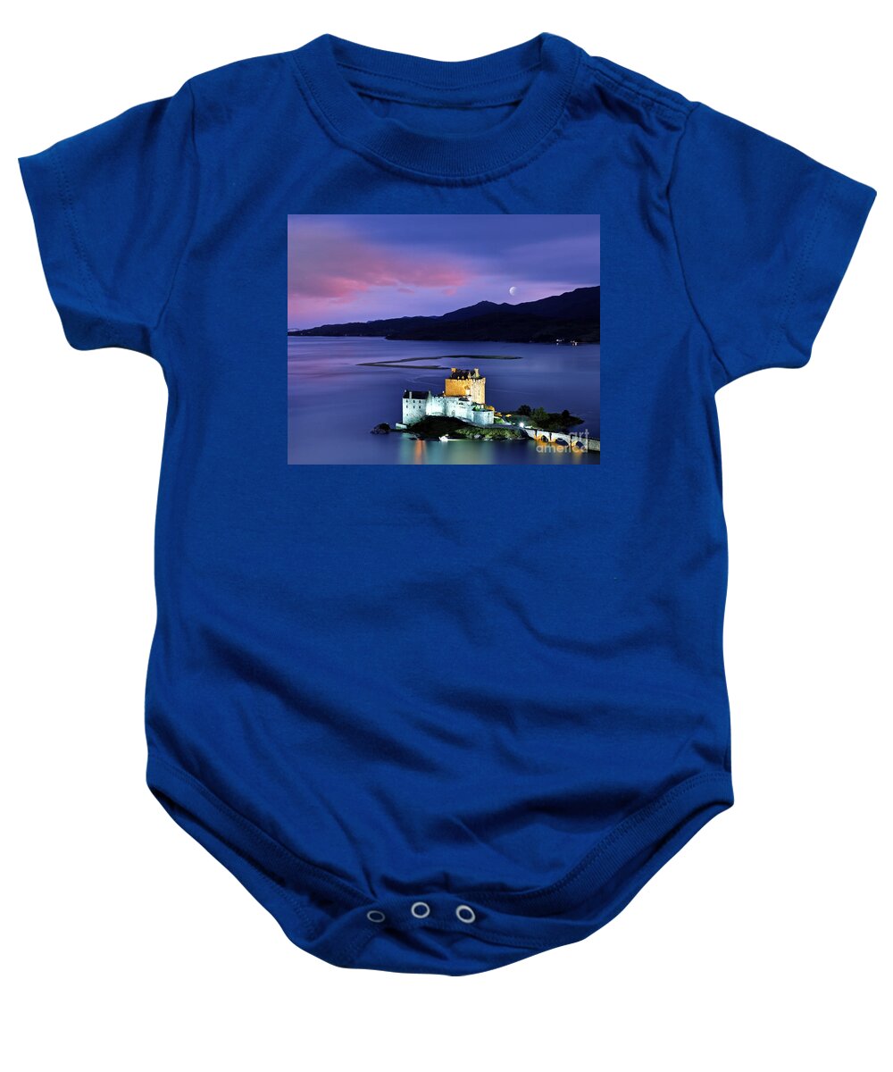 Scottish Baby Onesie featuring the photograph The Moon Above by Edmund Nagele FRPS